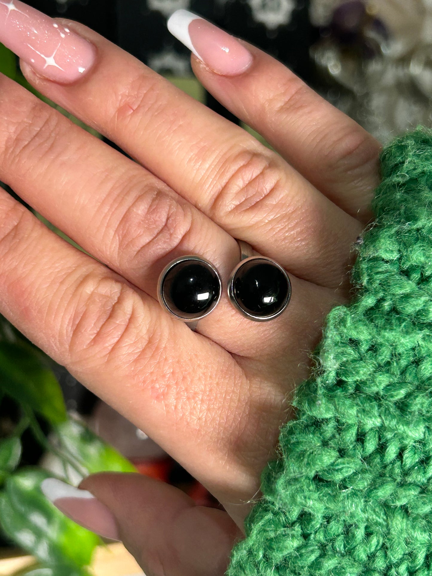 Anello Gilda | Ossidiana nera ( acciaio)