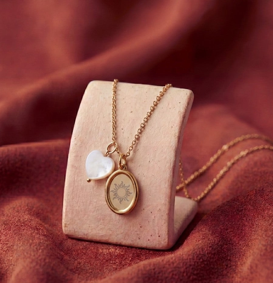 Collana Sei il mio Sole (Acciaio) con charm conchiglia bianca