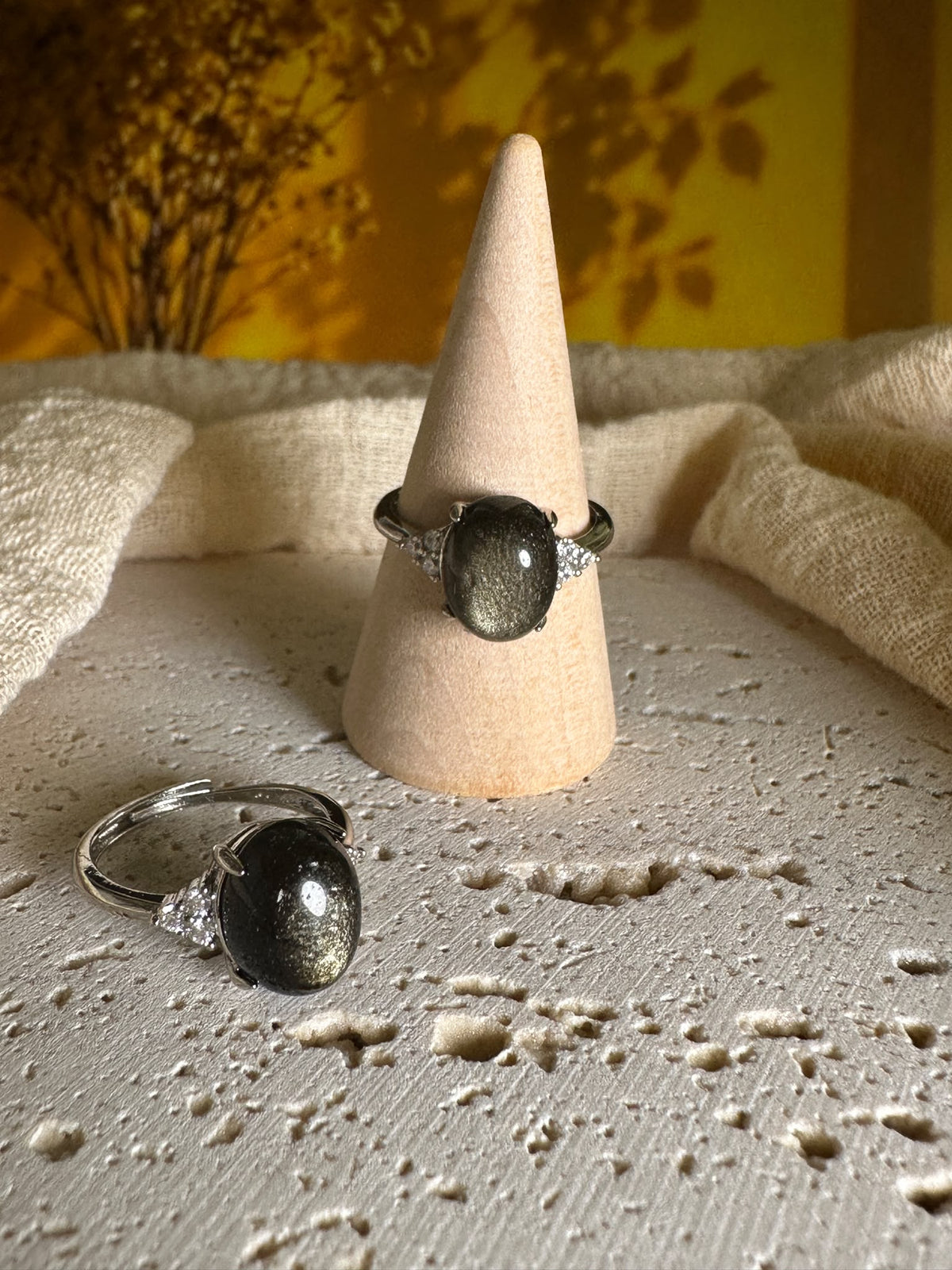Anello Ossidiana oro | Protezione, Equilibrio ed armonia