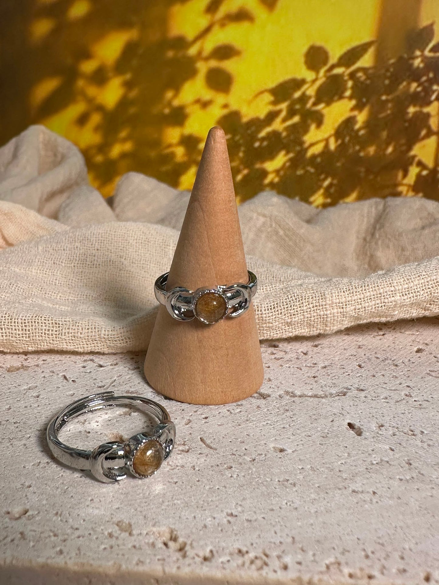 Anello Tripliceluna | Quarzo rutilato gold