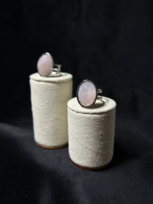 Anello Quarzo Rosa (ACCIAIO)