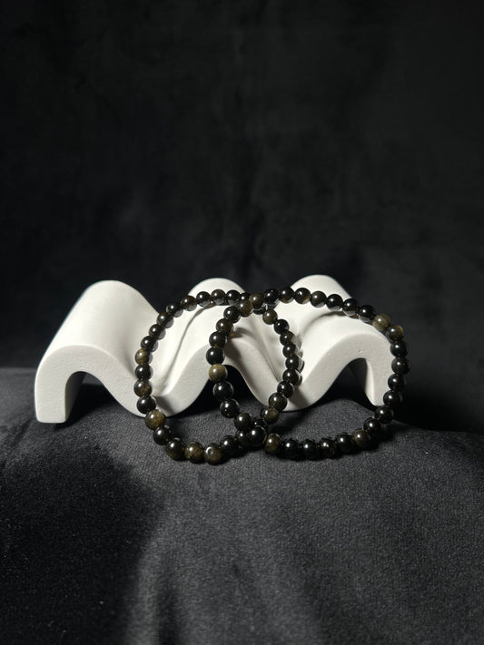 Bracciale ossidiana oro