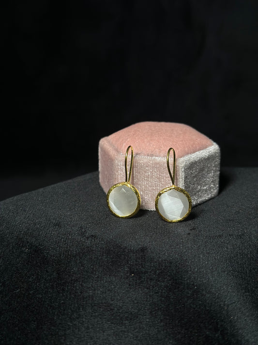 Orecchini Selenite Satin spar (OTTONE placcato Gold)