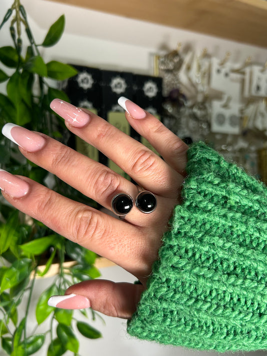 Anello Gilda | Ossidiana nera ( acciaio)