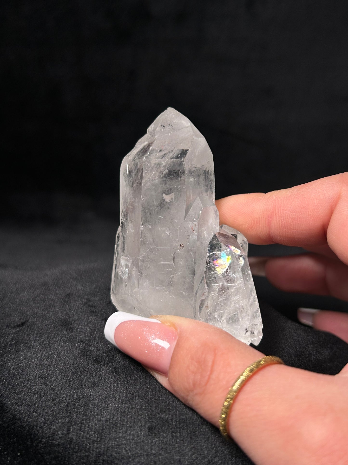 Punta di Quarzo ialino con cristalli secondari (Pezzo unico)