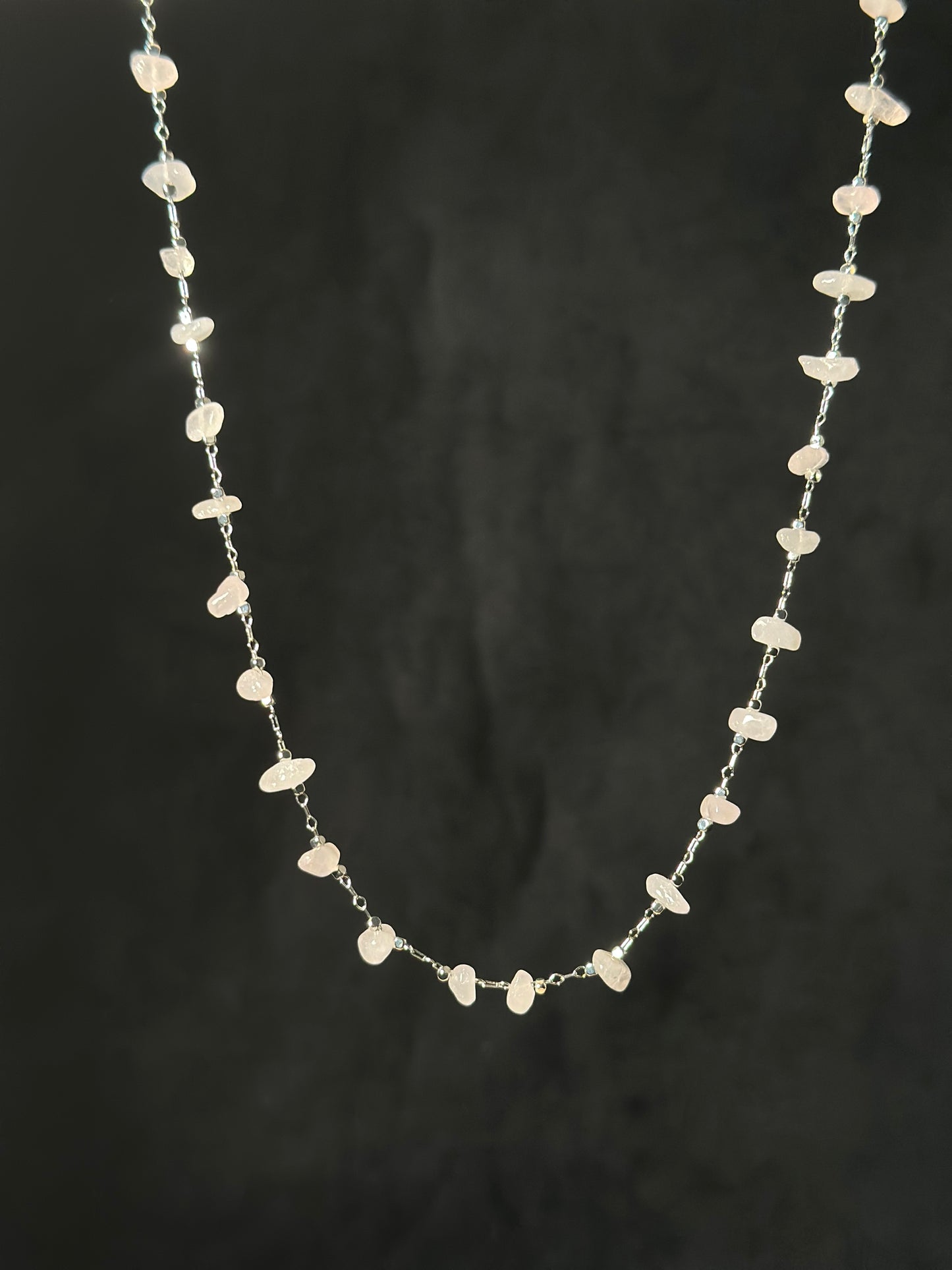 Collana Quarzo Rosa (acciaio)