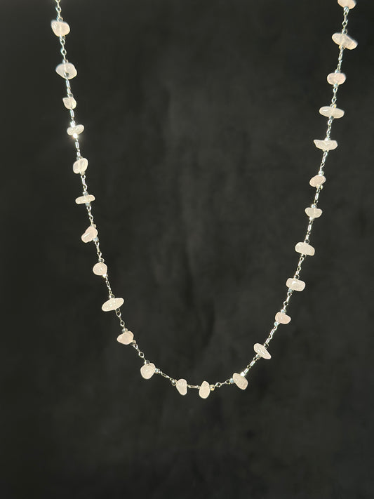 Collana Quarzo Rosa (acciaio)