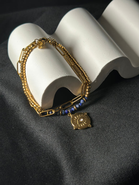 Bracciale Sodalite Acciaio Gold