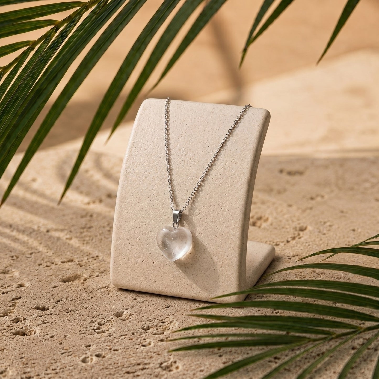 Collana cuore Quarzo ialino (Acciaio)