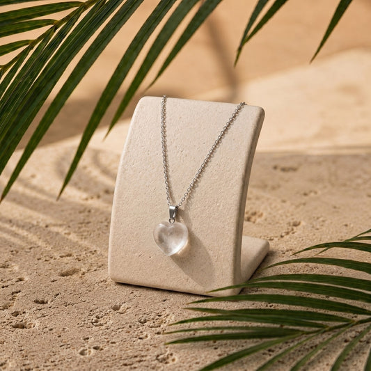 Collana cuore Quarzo ialino (Acciaio)
