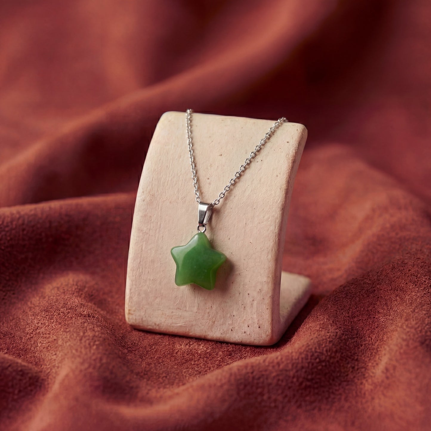 Collana stella Avventurina Verde - Portafortuna (Acciaio)