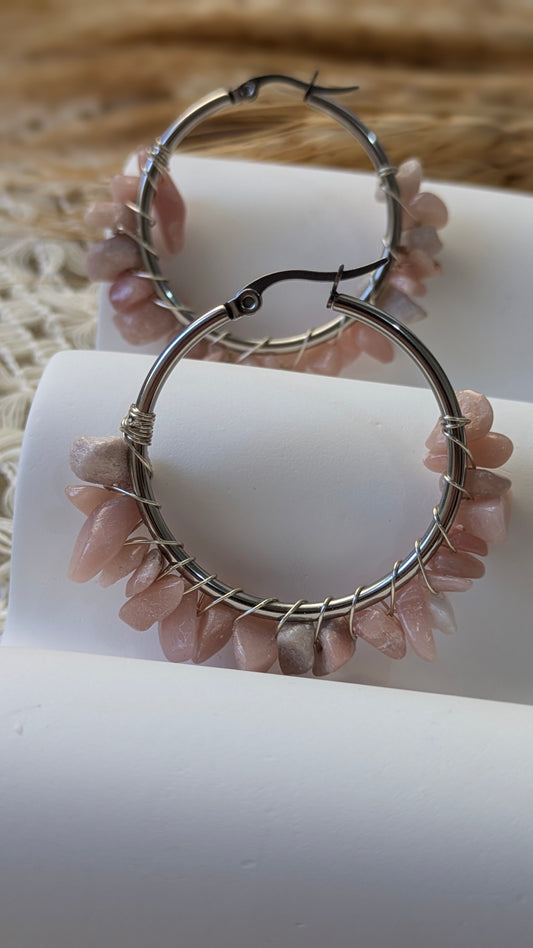 Orecchini Opale Rosa (ACCIAIO) - Intreccidichiara