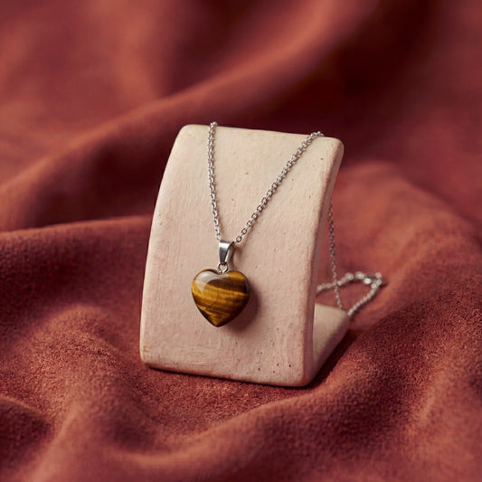 Collana cuore Occhio di tigre (Acciaio)