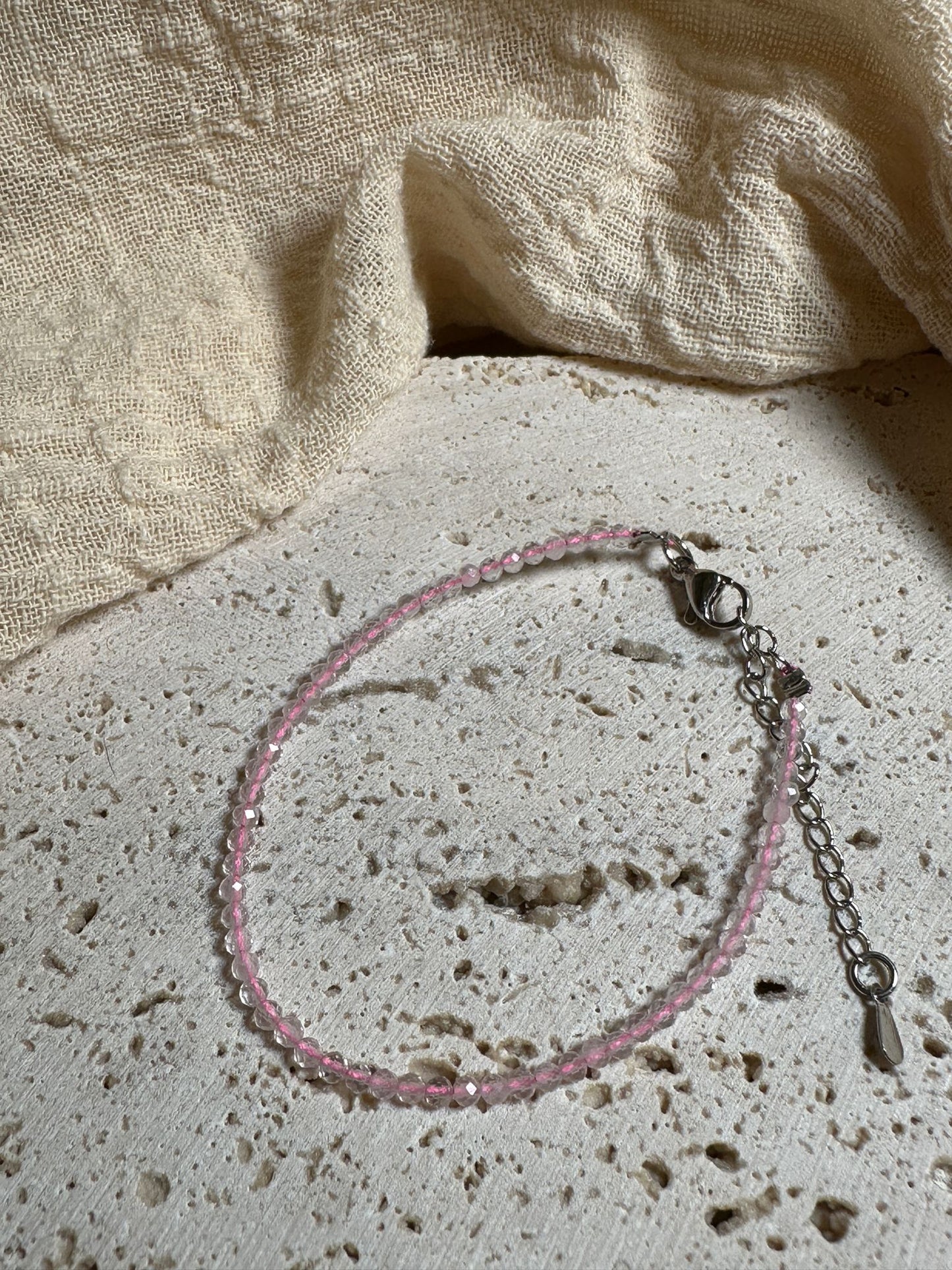 Bracciale Sfaccettato Quarzo Rosa