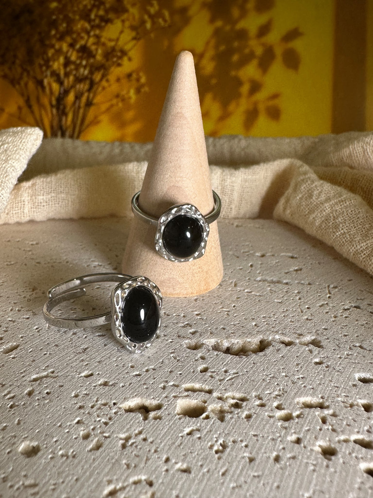 Anello Ossidiana nera | Protezione energetica | Acciaio