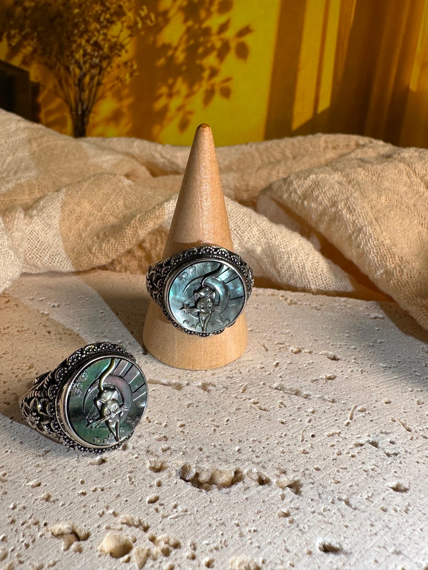 Anello Abalone nero | Gatto Luna
