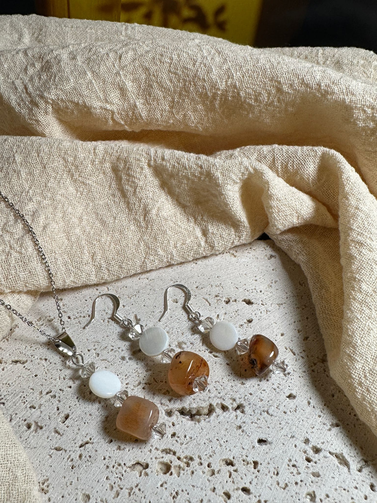 Set Corniola e Conchiglia Bianca | Energia e Vitalità