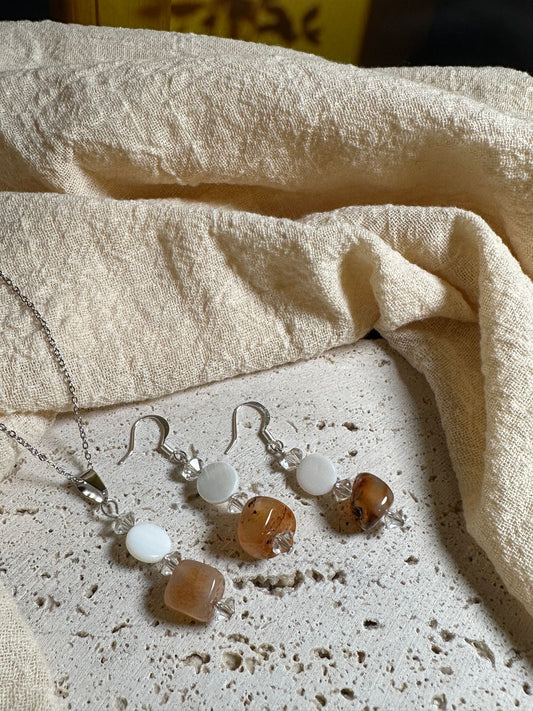 Set Corniola e Conchiglia Bianca | Energia e Vitalità