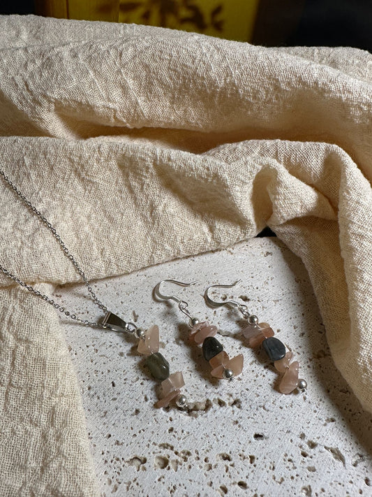 Set Pietra di Luna Pesca + Labradorite | Equilibrio e Intuizione