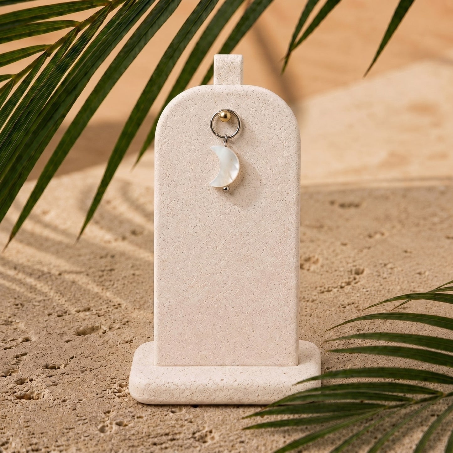 Charm Luna conchiglia bianca acciaio silver